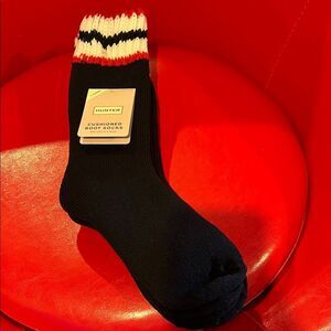 Hunter Black and White Striped Boot Socks